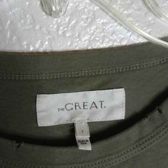 THE GREAT The Ruffle Peplum short sleeve Tee green sz S - Picture 6 of 8